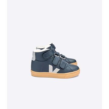 Veja ESPLAR MID FURED LEATHER Sko Barn Marineblå | NO 755SGL